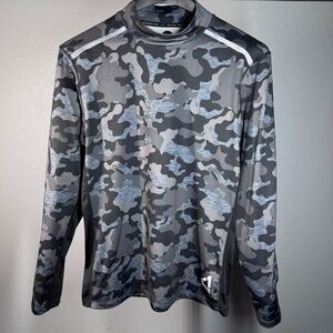Men's Large AL1IVE Magnetics Gray Camo Long Sleeve Compression Mock Neck Shirt